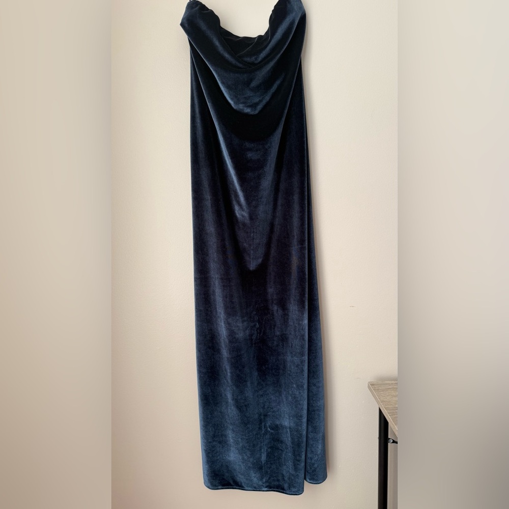 Oak + Fort Velvet Navy Strapless Dress